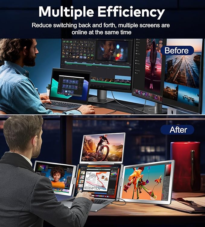 FOPO 14" Laptop Screen Extender, FHD 1200P IPS Monitor Extender, Just 1 Cable - Image 7