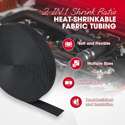 Sonoreboom 2 in 1 Heat Shrink Braided Sleeving Fabric Tubing-Ideal fit - Image 2