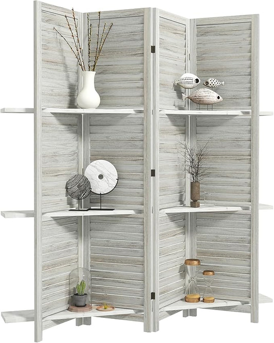 HOMCOM Room Divider, 4 Panel 67" Tall Wood Privacy Screen by HOMCOM