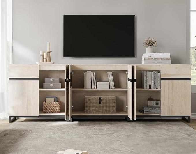 WAMPAT Modern TV Stand for TVs Up to 110 Inch, 3 in 1 Wood Entertainment Center - Image 3