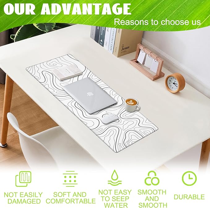 Eflxamz Desk Mat, Topographic Contour Large Gaming Mouse Pad - Image 4