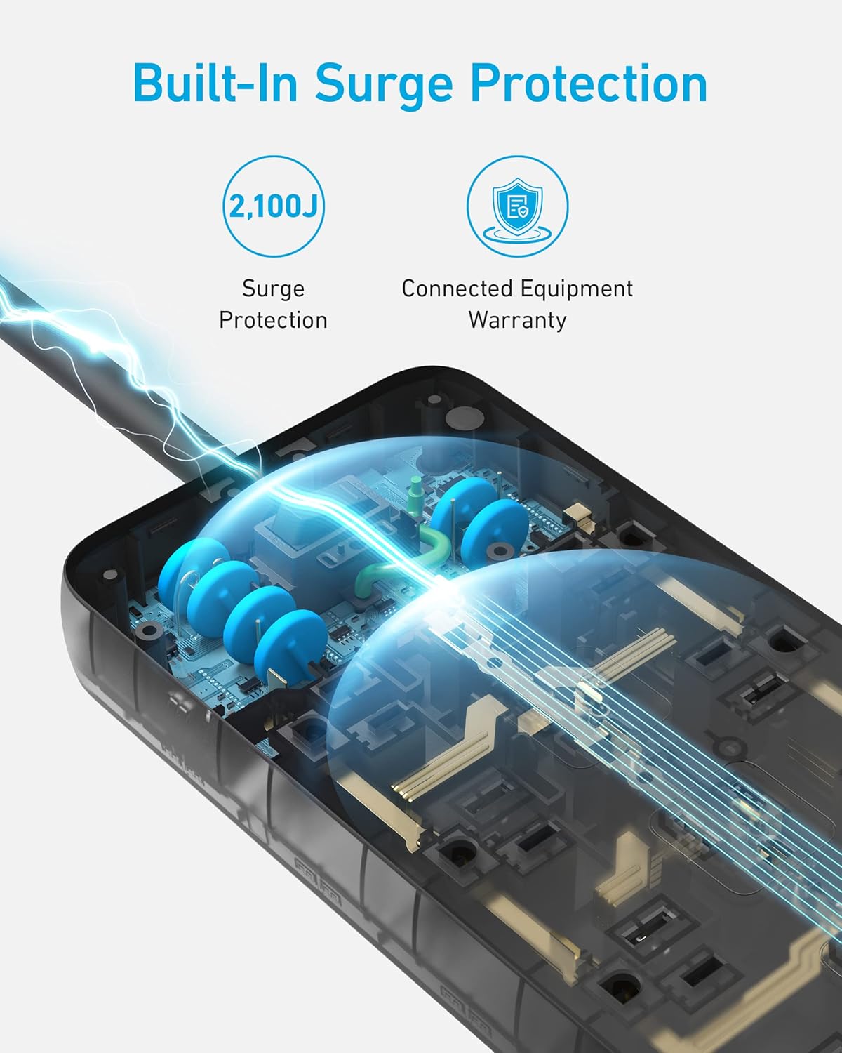 Anker Power Strip with 2100J Surge Protector, Outlet Extender, 20W, 12 AC | 5ft Extension Cord with Multiple Outlets, 1 USB C, 2 USB A, Home Office, Dorm Room Essentials, TUV Listed