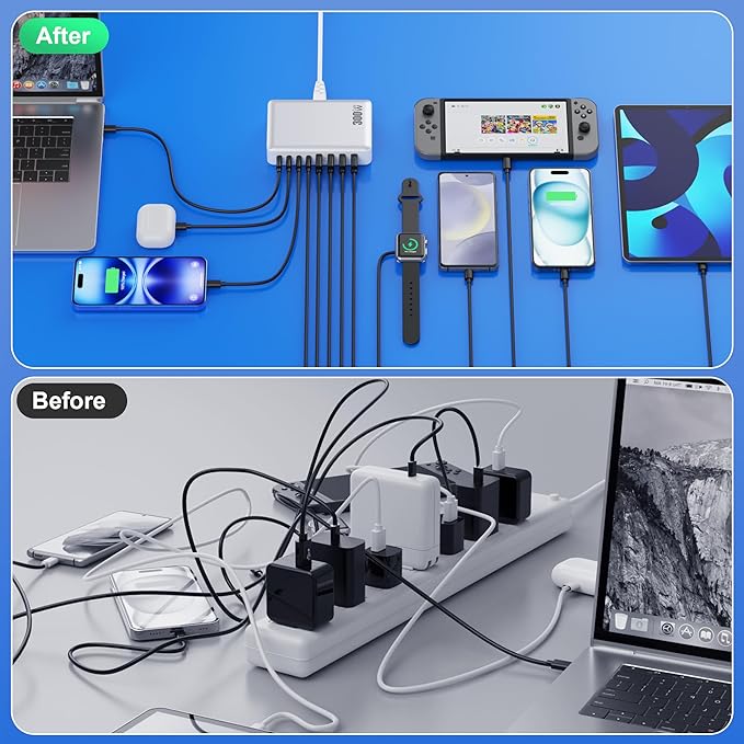 USB C Charger 300W USB C Charger Block 8-Ports GaN IV Fast Charging Station - Image 7