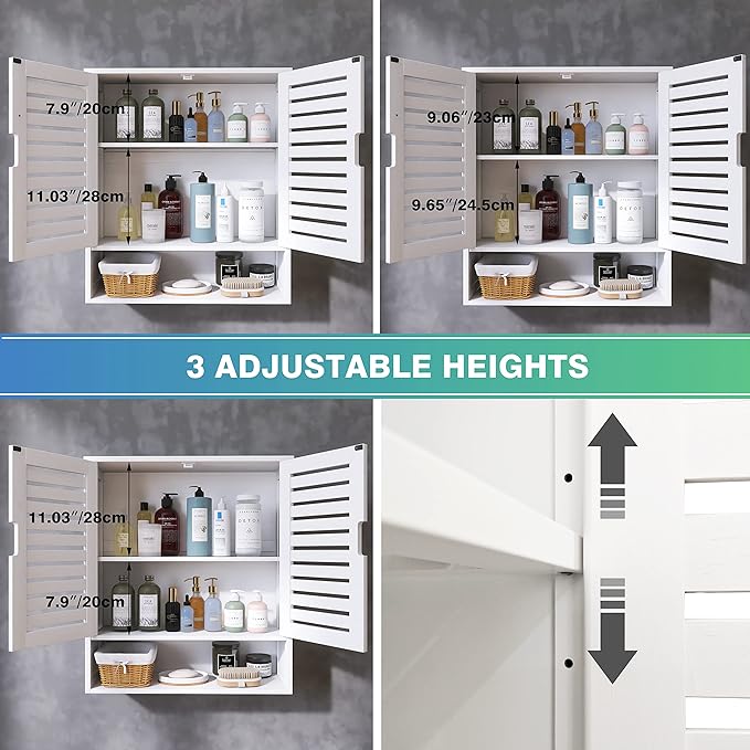 SMIBUY Bathroom Cabinet Wall Mounted, Bamboo Over-The-Toilet Storage Organizer - Image 7