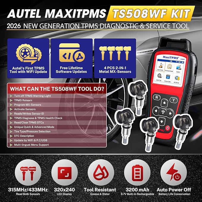 2026 Autel MaxiTPMS TS508WF KIT TPMS Programming Tool, WiFi Ver. of TS508K - Image 2