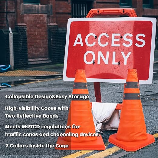 Sunnyglade 4 Pack 20 inch Collapsible Traffic Cones Multi Purpose Pop up - Image 3