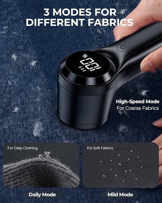 FrSara Fabric Shaver, Rechargeable Lint Remover, 3-Speed Electic Lint Shaver - Image 3