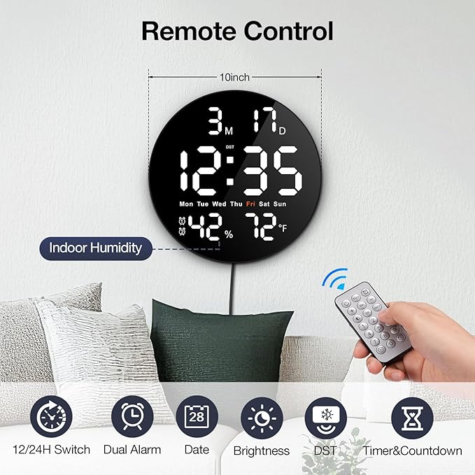 Brauthon Large Digital Clock for Classroom, Digital Classroom Clocks for - Image 2