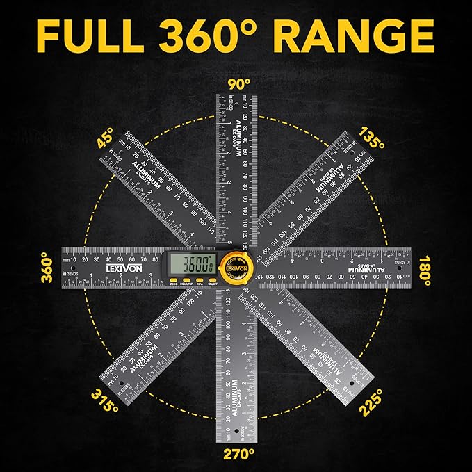 LEXIVON Aluminum Digital Angle Finder Gauge, 5-inch/130mm Multi-Purpose - Image 3