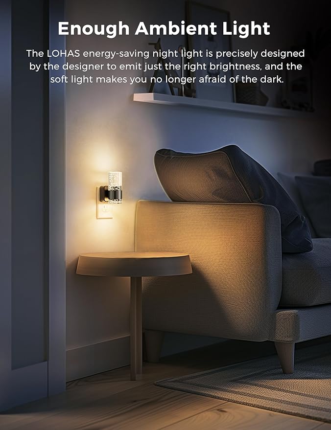 L LOHAS LED Night Light, Dimmable Night Lights Plug into Wall, 2 Pack Acrylic - Image 2