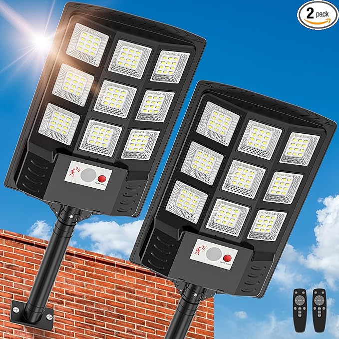 Solar Lights Outdoor, IP66 Waterproof Solar Street Lights Outdoor, 6500K LED by Vipzon