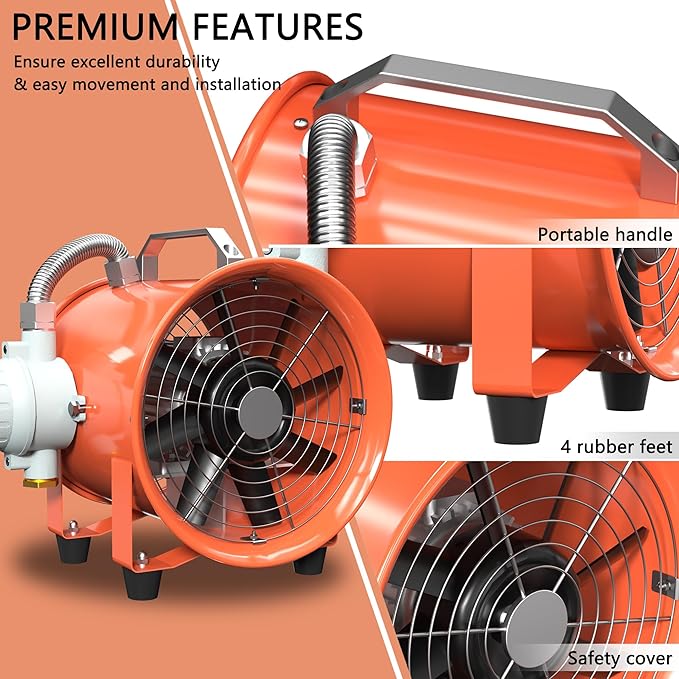 FICBXRA 12 Inch Explosion Proof Fan Portable Utility Blower Extractor Fan - Image 4
