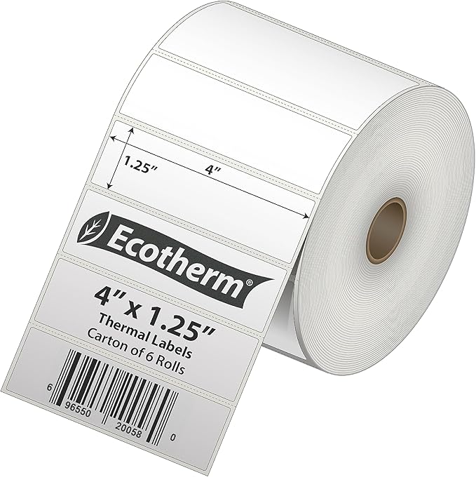 4" x 1.25" Thermal Labels | 6 Rolls | 12600 Labels | fits Zebra, Offnova - Image 2