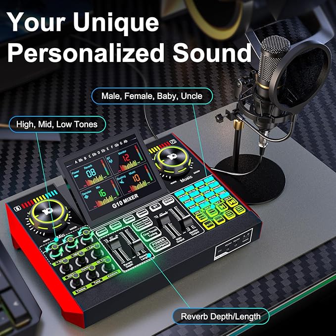 Podcast Microphone Bundle with Live Sound Card Audio Mixer, Podcast Equipment - Image 3