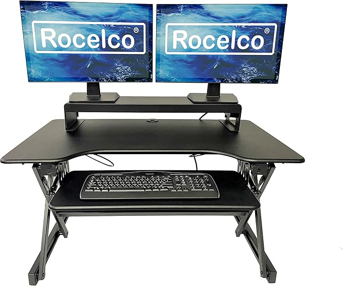 Rocelco 40" Large Height Adjustable Standing Desk Converter - Image 2