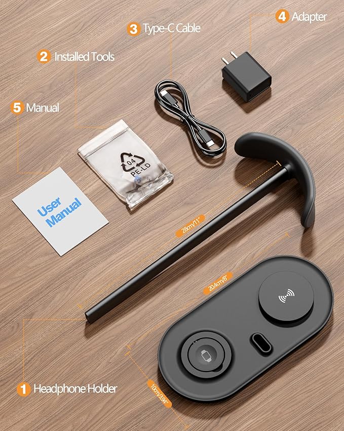 HiWe Universal Headphone Stand, Magnetic Wireless Charger - Image 8