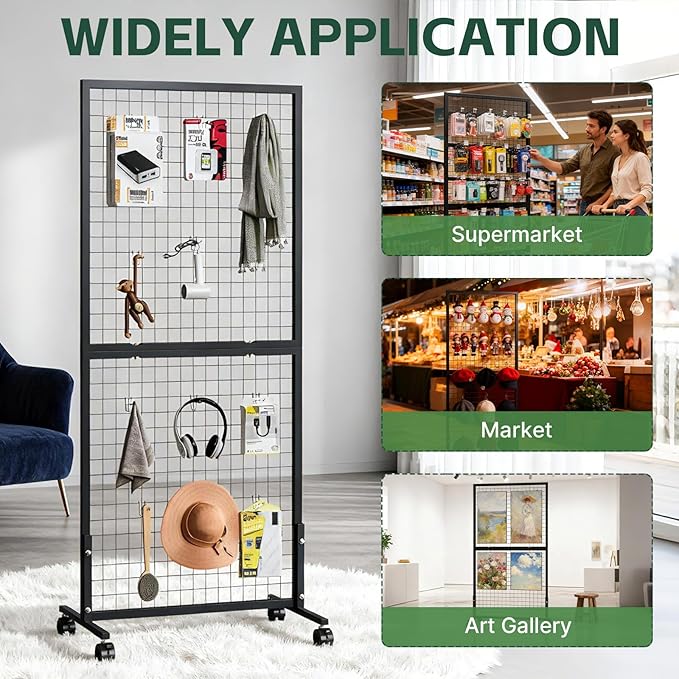 Maeklon 3 Pack Grid Wall Panel Rack, 3x6 Ft Metal Gridwall Display Stand - Image 7