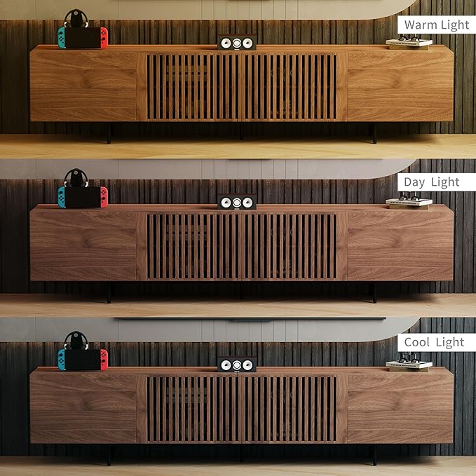 gaoyangjiaju 94.48" Mid-Century Modern TV Stand, Walnut Media Console - Image 8