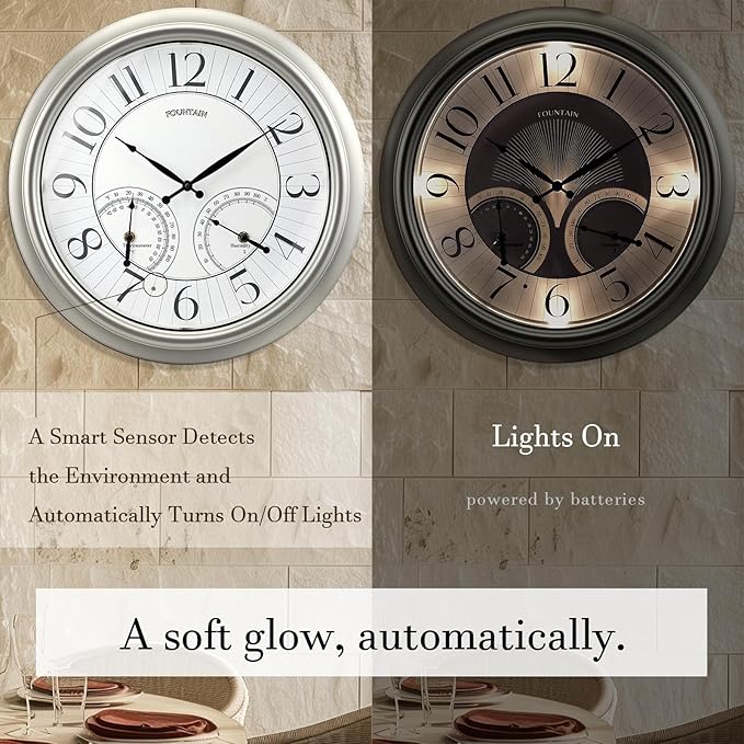 FOUNTAIN DESIGNS 18" Illuminated in/Outdoor Clock - Image 2