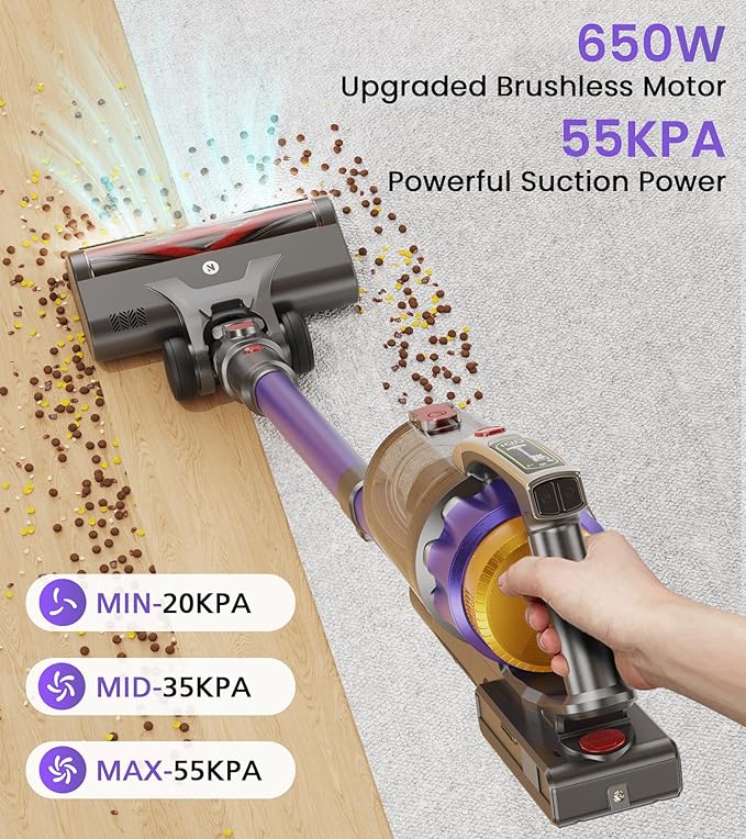 NADALY Cordless Vacuum Cleaner, 650W 55KPA 70Mins Vacuum Cleaners - Image 2