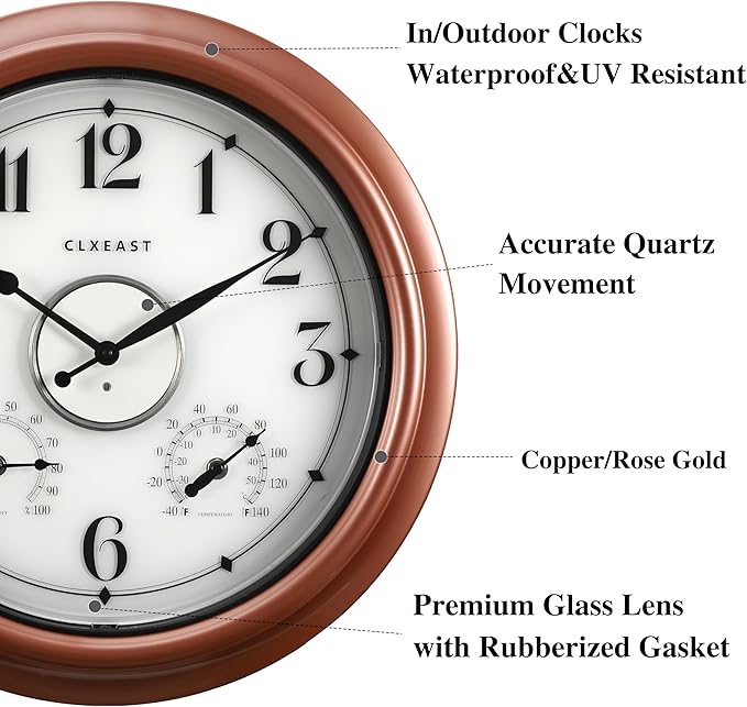 CLXEAST 18 Inch Illuminated Outdoor Indoor Clocks - Image 3