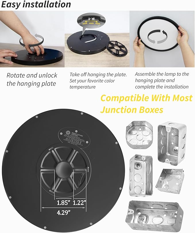 Led Flush Mount Ceiling Light, 12 Inch 24w 2520lm Round, 6000k CCT Selectable - Image 7