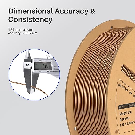 ELEGOO Metal PLA Filament 1.75mm Bronze 1KG, Metallic Shiny 3D Printer Filament - Image 3
