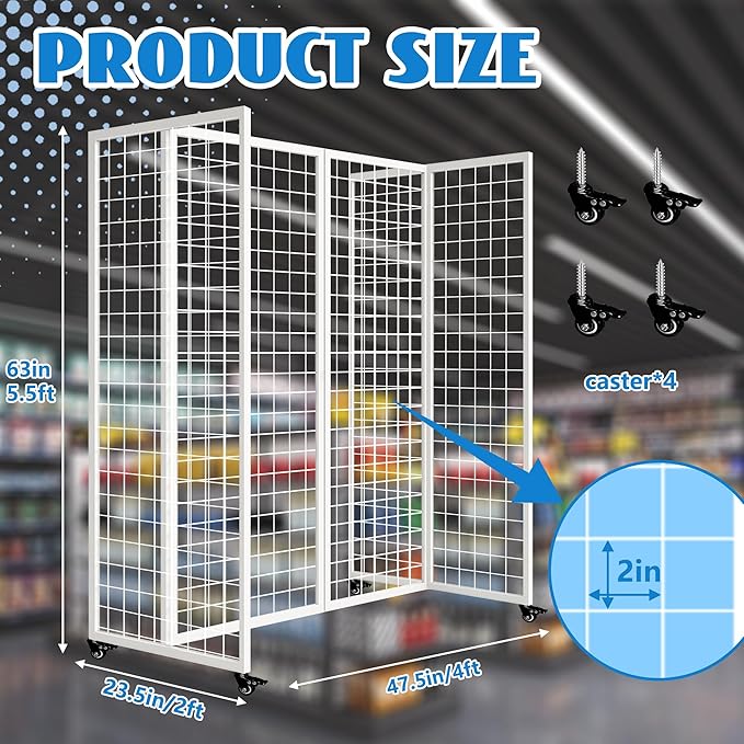 koretech Grid Wall Panels with Wheels, 4 x 5.5Ft Gridwall Panel Display Stand - Image 3