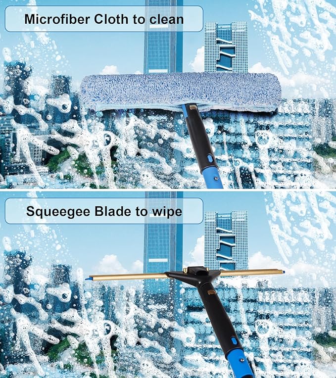 Swivel Squeegee Kit with 4 Extension Poles, Glass Scraper, Bendable Duster - Image 5