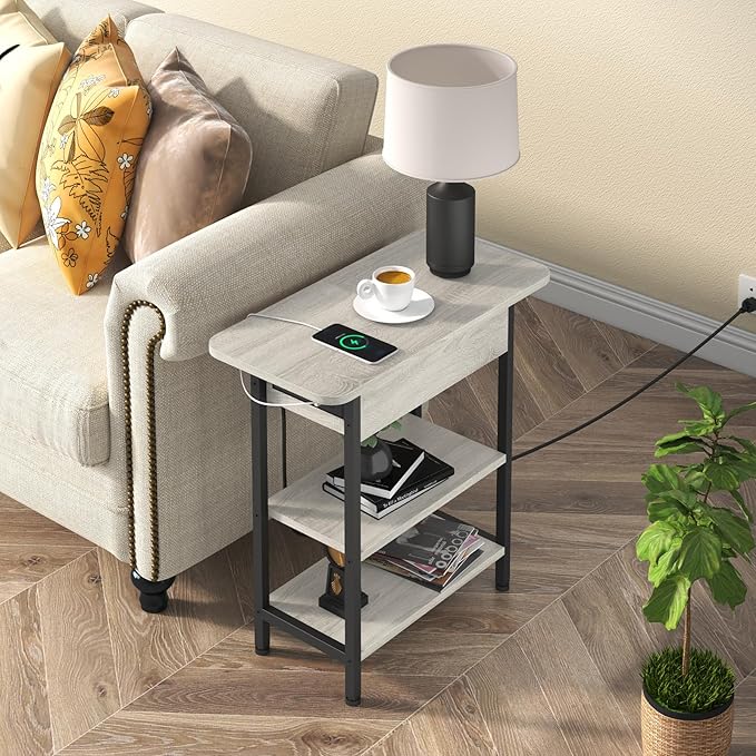 LIDYUK End Table with Charging Station, Flip Top Side Table with USB Ports and - Image 2
