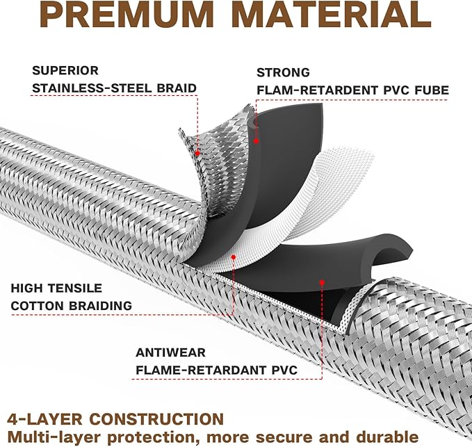 10FT Stainless Braided Propane Adapter Hose - Image 4