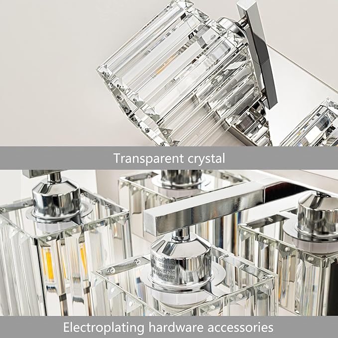 FDPBY Modern 4-Light Chrome Crystal Bathroom Vanity Light Fixtures - Image 4