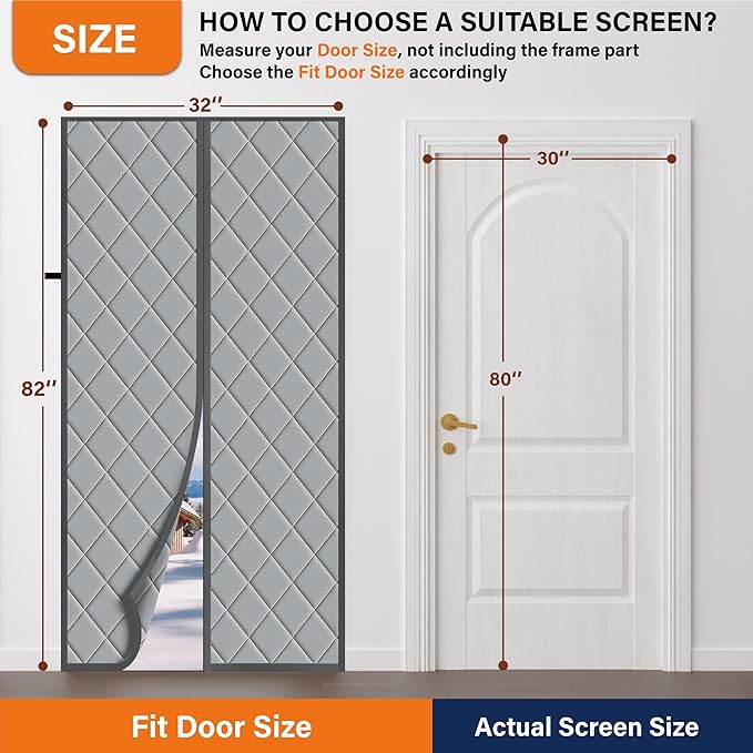 Magnetic Thermal Insulated Door Curtain, Fits Door Size 38" x 82", Durable - Image 6