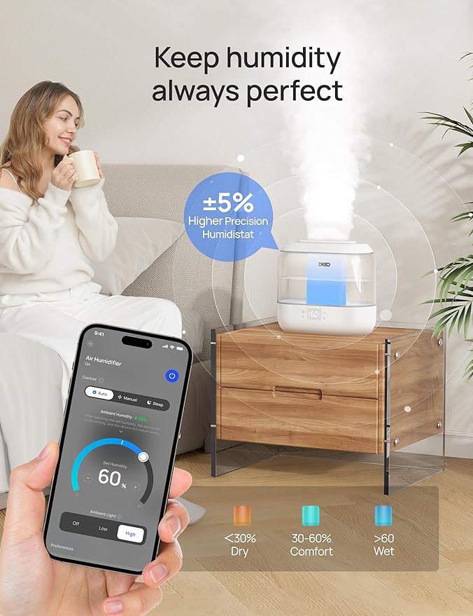 DREO Smart Humidifiers for Bedroom, Top Fill 4L Supersized Humidifier Large Room - Image 2