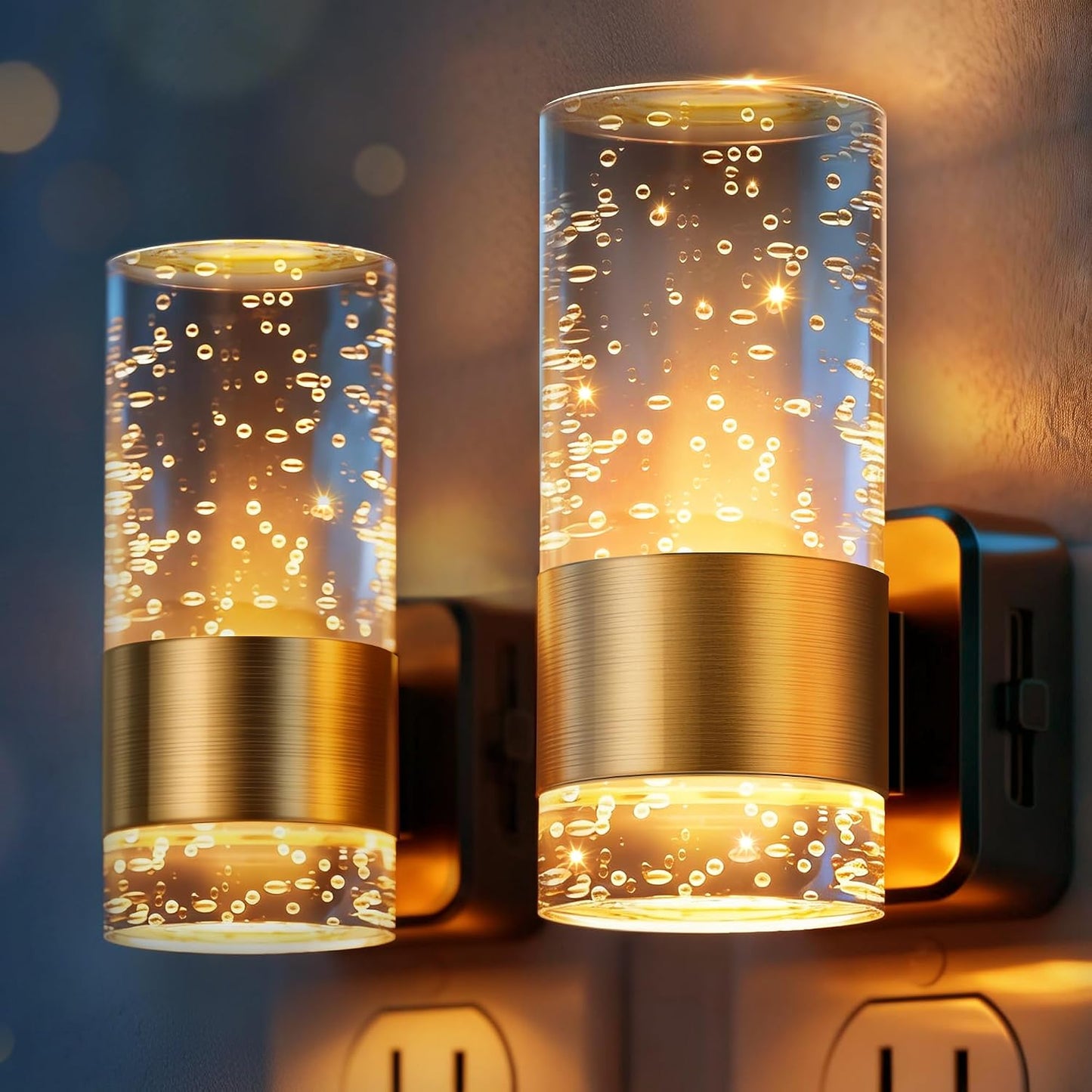 JandCase Night Light, Night Lights Plug into Wall, 2 Pack 3000K | Dimmable LED Night Light, Adjustable Brightness, Automatic Night Lights Plug in, Auto Light Sensor, Bathroom Hallway Decor