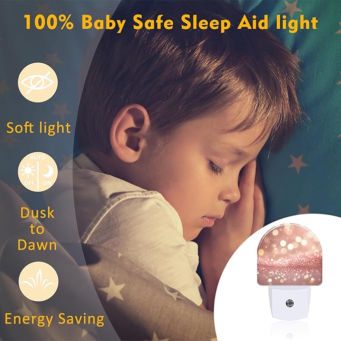 sndheke Rose Pink Glitter Night Light, 0.5w Energy Saving Sleep Friendly - Image 5