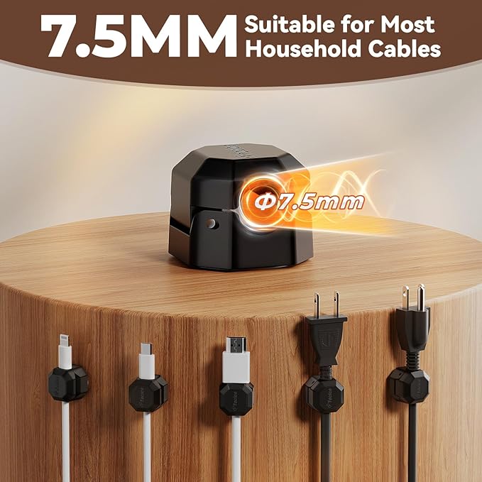 12 Pack Rotatable Cable Clips, Spring Cord Organizer Desk Cable Management Cord - Image 3