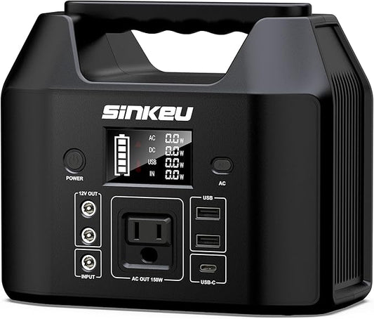 SinKeu Portable Power Station 122.8Wh, LiFePO4 Battery Solar Generator by SinKeu