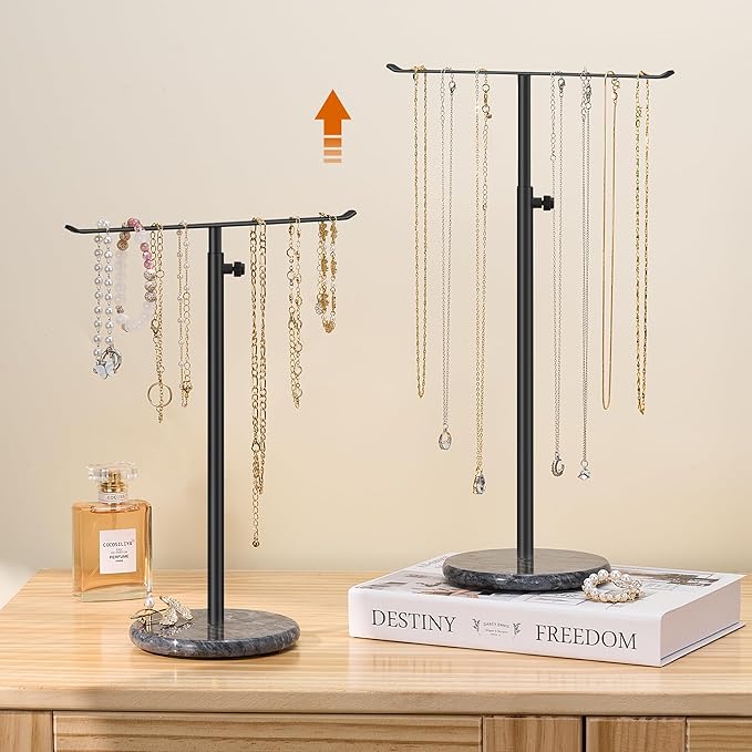 Josmimic Black Necklace Holder Jewelry Organizer Stand – Adjustable Height - Image 5