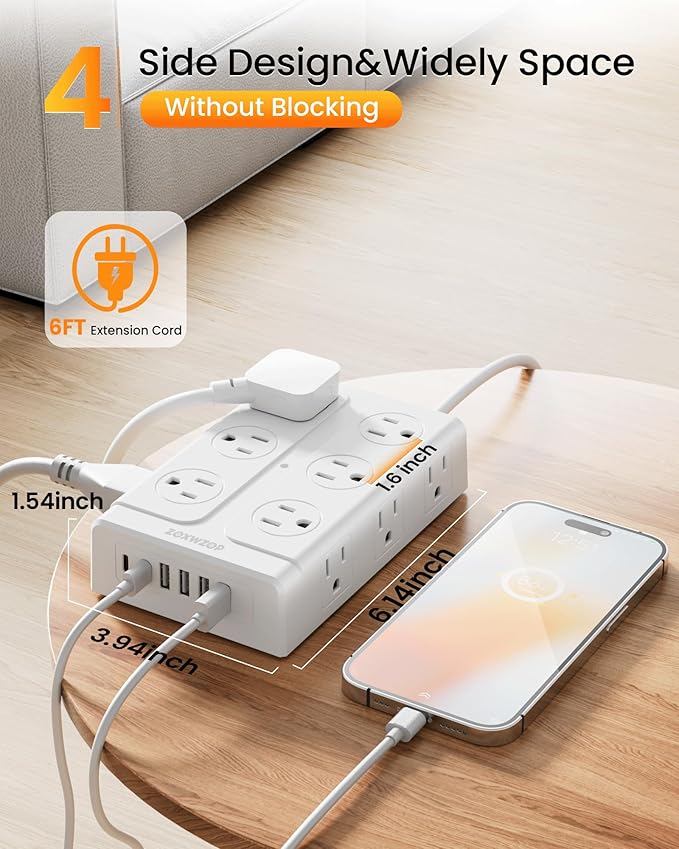 Zoxwzop Surge Protector Power Strip – 10FT Extension Cord - Image 7
