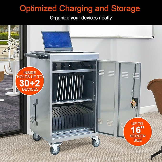 Aokleo Laptop Charging Cart, 32 Devices Tablet Storage Carts - Image 4