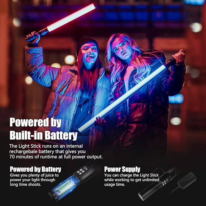Mettlelite LS800C RGB LED Light Stick Full Color Continuous Output Video Light - Image 3