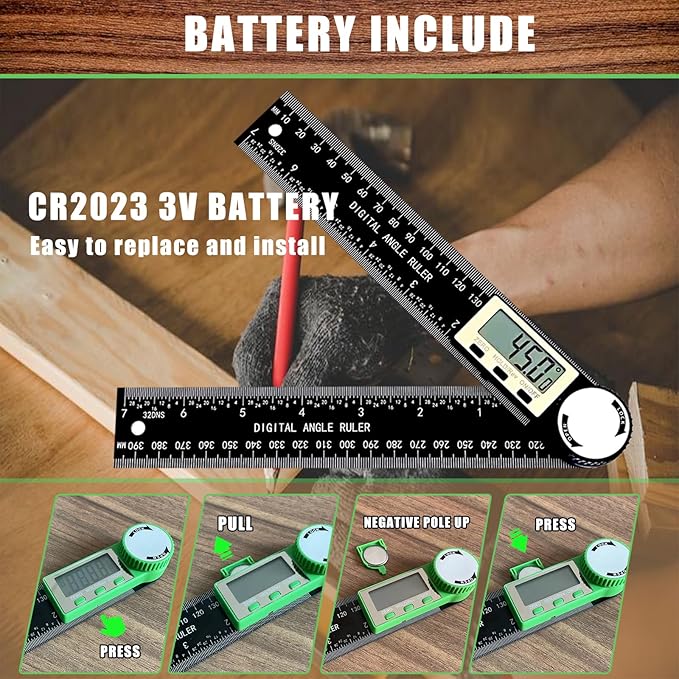 PDDYIER Angle Finder Protractor, 2-in-1 Miter Saw Protractor, 7 Inch/200mm ABS - Image 5