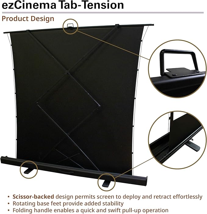 Elite Screens ezCinema Tab-Tension, Tab-Tensioned Scissor-Backed, Manual Pull - Image 4