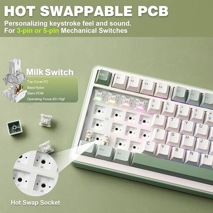 YUNZII B75 PRO Wireless Mechanical Keyboard, 75% Layout - Image 5