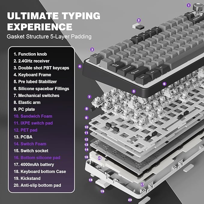 YUNZII B75 PRO Wireless Mechanical Keyboard, 75% Layout - Image 4