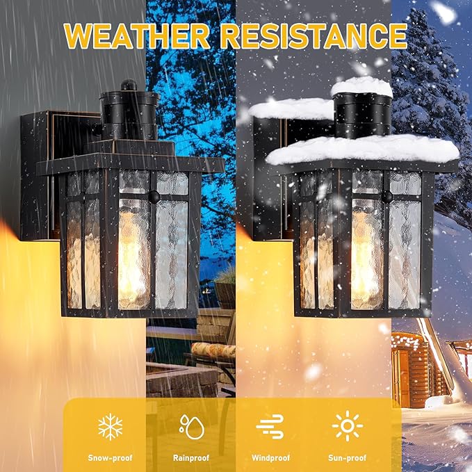 Myhaptim Porch Lights with GFCI Outlet, Dusk to Dawn Motion Sensor Outdoor - Image 4