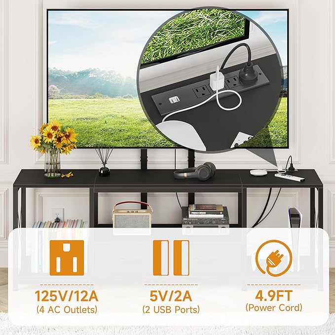 GYIIYUO LED TV Stand with Mount and Power Outlet & Fabric Drawers - Image 4
