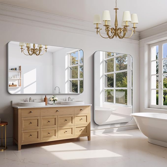 FORBATH 60x36 Inch Silver Bathroom Mirror - Image 3