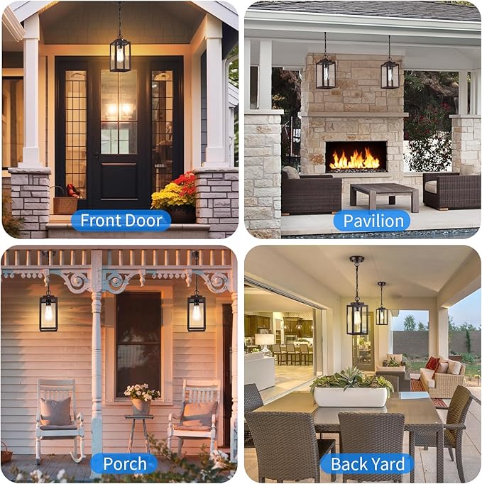 11'' Dusk to Dawn Outdoor Pendant Light, Modern Outside Chandelier Outdoor - Image 8